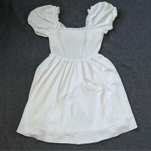Byinns Women's Smocked Open Back Tie Dress White Medium Pre-Owned